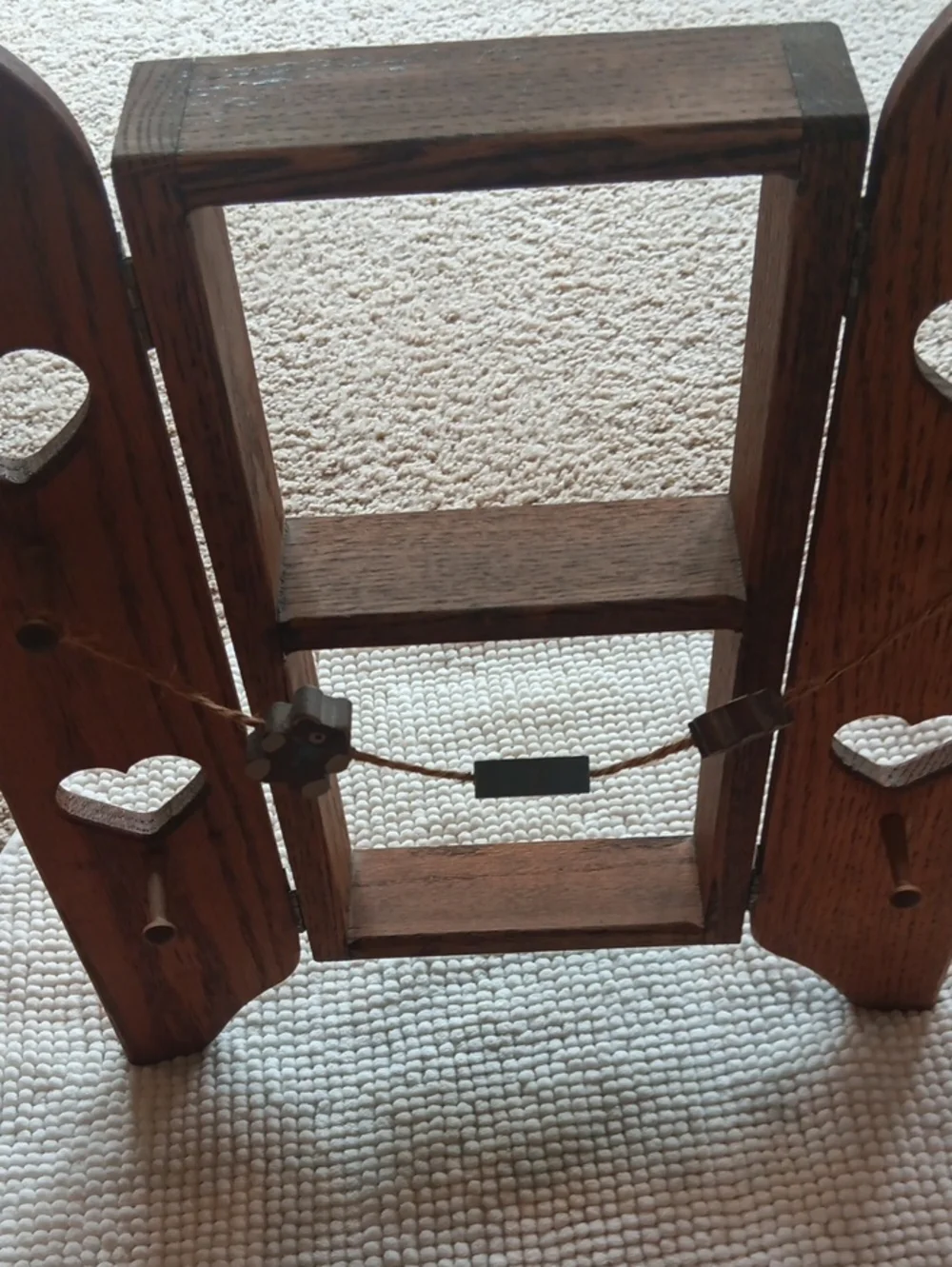 Vintage Wooden Heart Cut-Out Folding Shelf